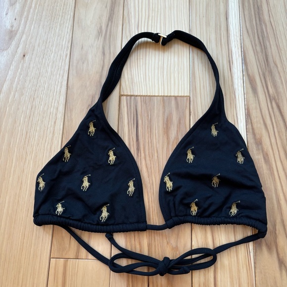 Ralph Lauren Other - Vintage Y2K Ralph Lauren Black Gold Pony Triangle Halter Bikini Top